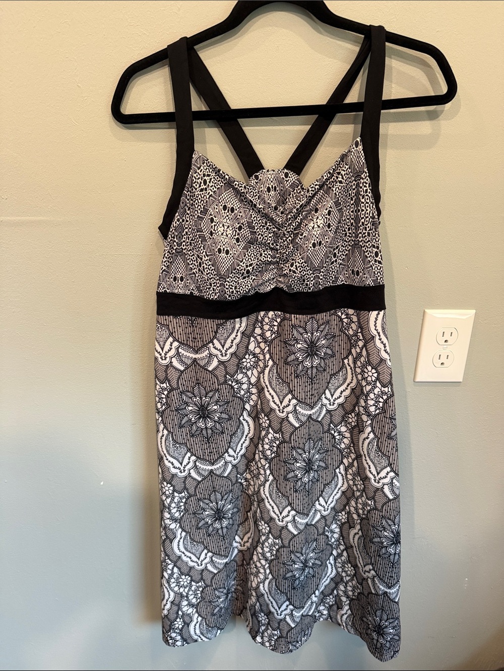 Prana Black and White Patterned Sleeveless Dress